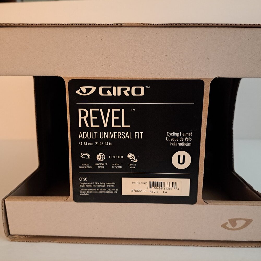 GIRO Revel Adult Universal Fit Cycling Helmet Black 21.25-24 in. - Picture 6 of 8